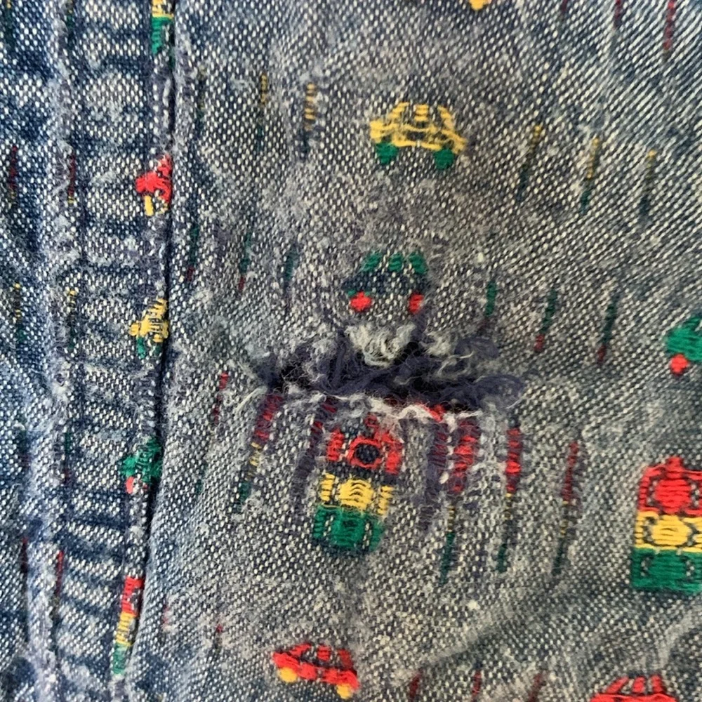 Oshkosh Toddler 18 Months Car Print Denim Jeans Pants Vintage 90s Boy Girl - Picture 7 of 7